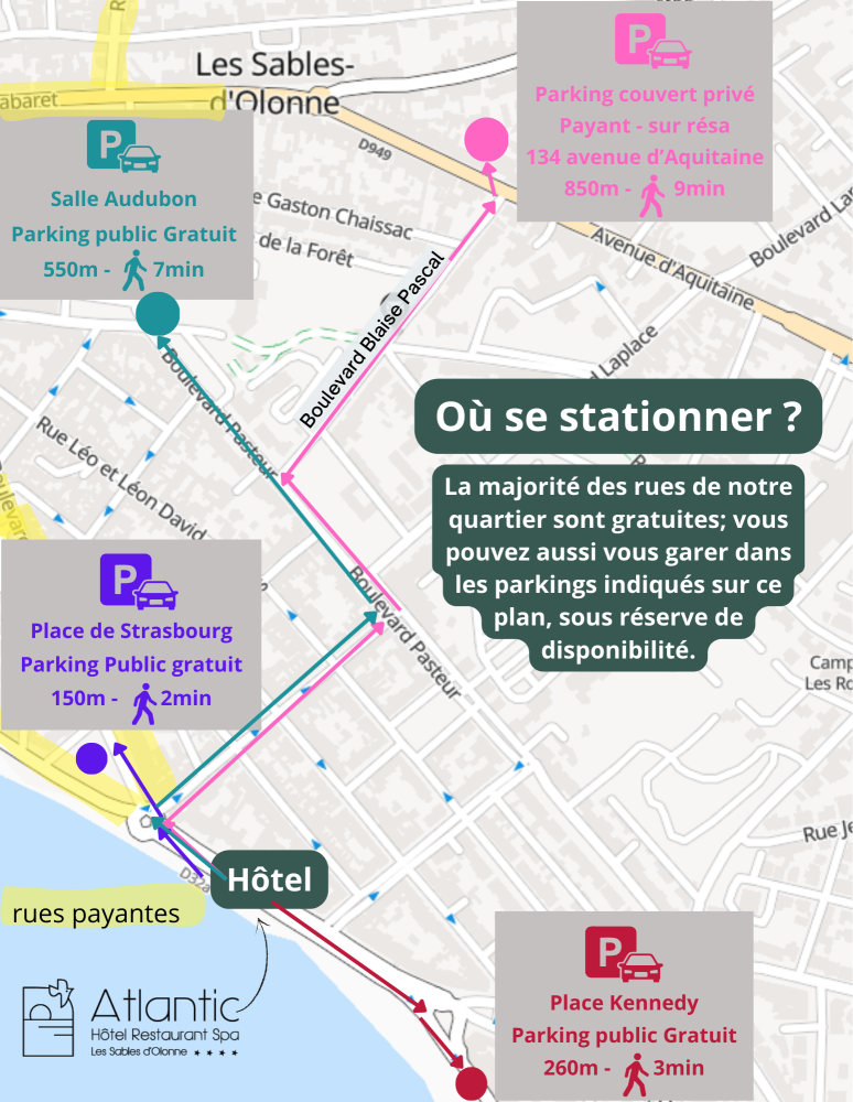 Plan stationnement gratuit Les Sables d'Olonne